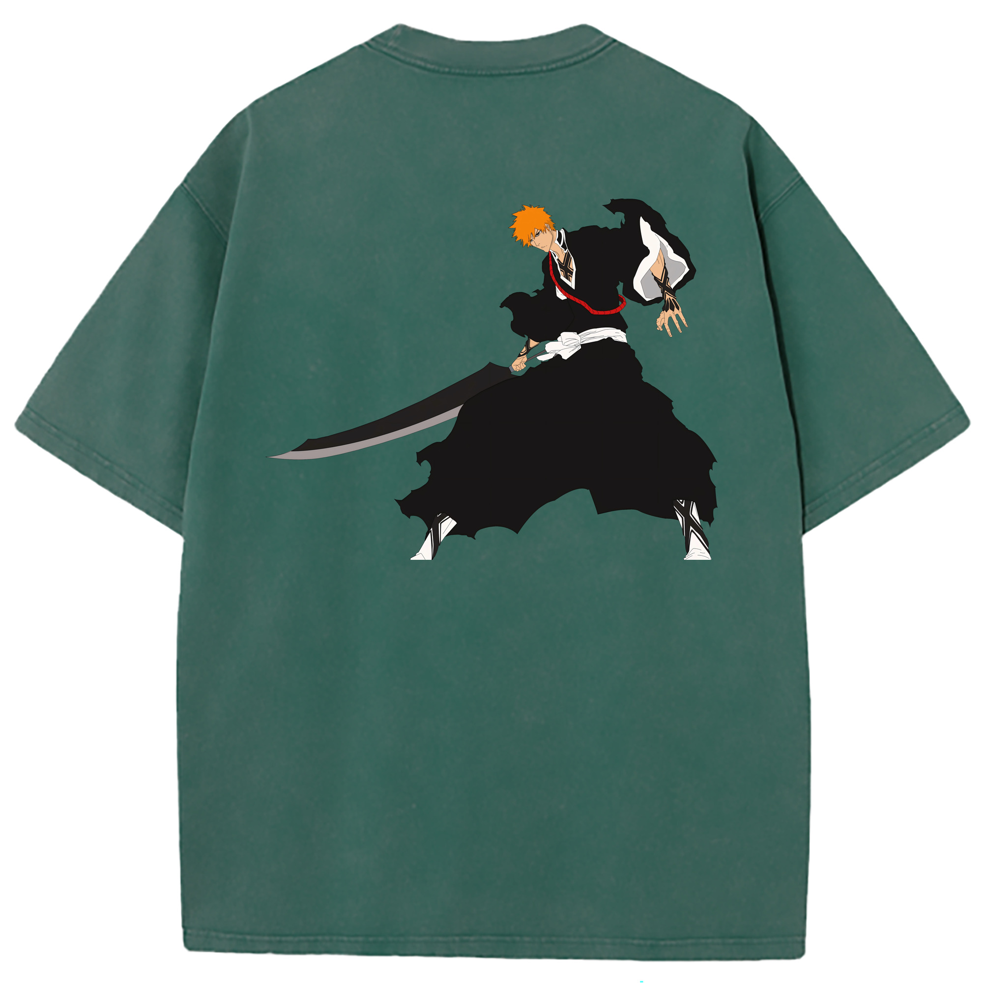 （画像用） ブリーチ 黒崎一護（くろさき いちご）BLEACH Kurosaki Ichigo 綿100% ヴィンテージ風 半袖Tシャツ（背面プリント）